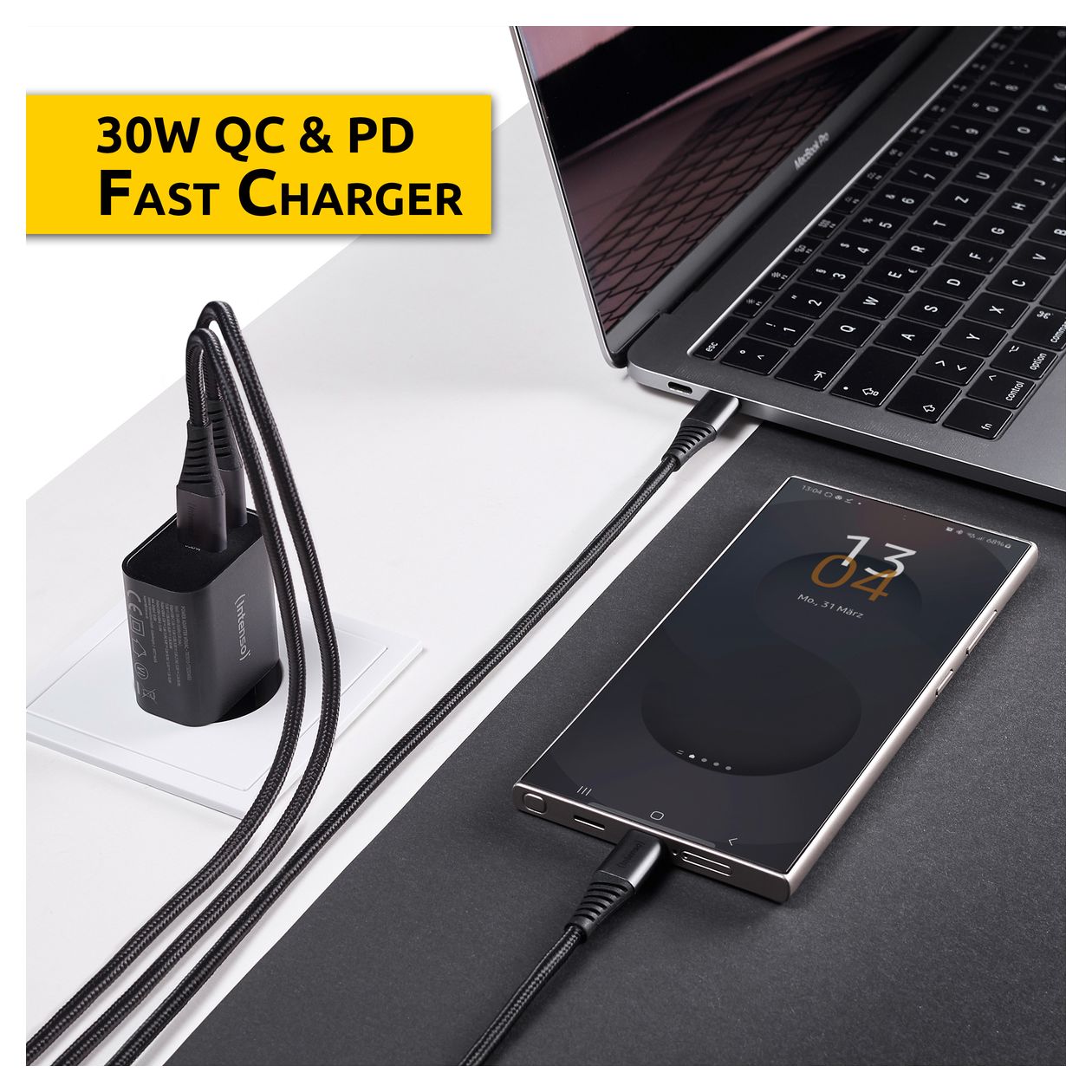 Power Adapter W30AC, 30W, USB-A und USB-C Anschluss, schwarz 