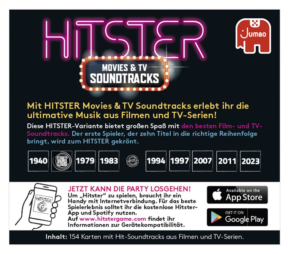 Hitster – Movies & TV Soundtracks Expansion Pack Brettspiel-Erweiterung Brettspiel-Erweiterung bis zu 10 Spielern ab 16 Jahr(e) 