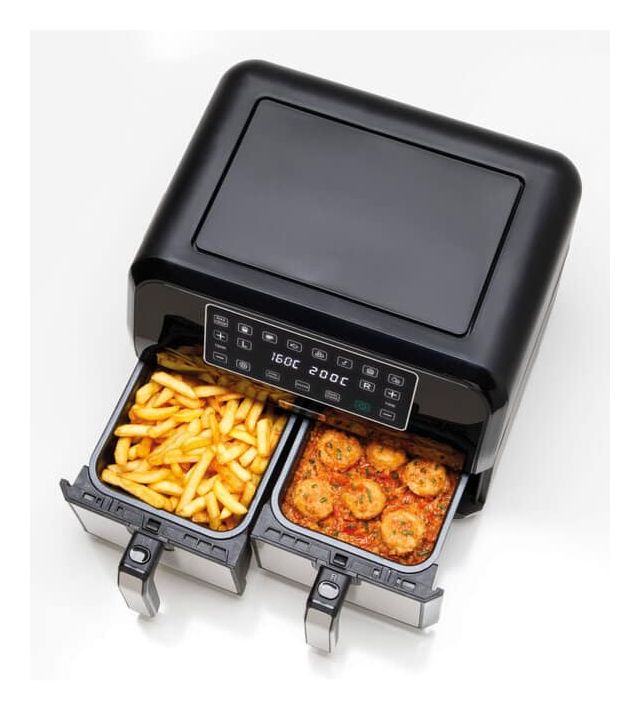 HFM20.000MB kHealthy Twin Airfryer Doppel Heißluftfritteuse 8 l 1700 W  (Schwarz) 