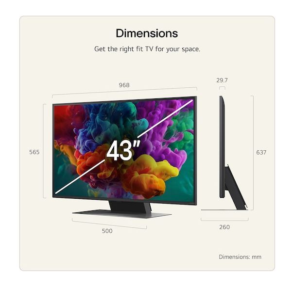 43QNED87B6A QNED 109,2 cm (43 Zoll) Fernseher 4K Ultra HD VESA 200 x 200 mm 