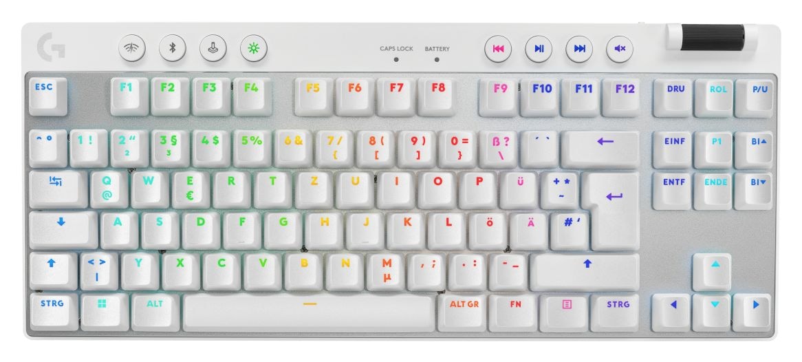Pro X TKL RGB-LED Gaming Tastatur RF Wireless + Bluetooth 2.4 GHz  (Weiß) 