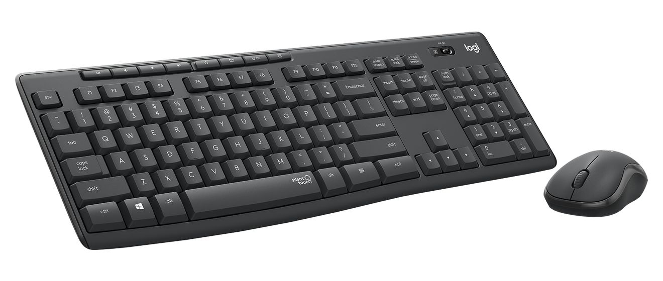 MK295 Silent Wireless Combo Büro Tastatur RF Wireless 2.4 GHz  (Graphit) 