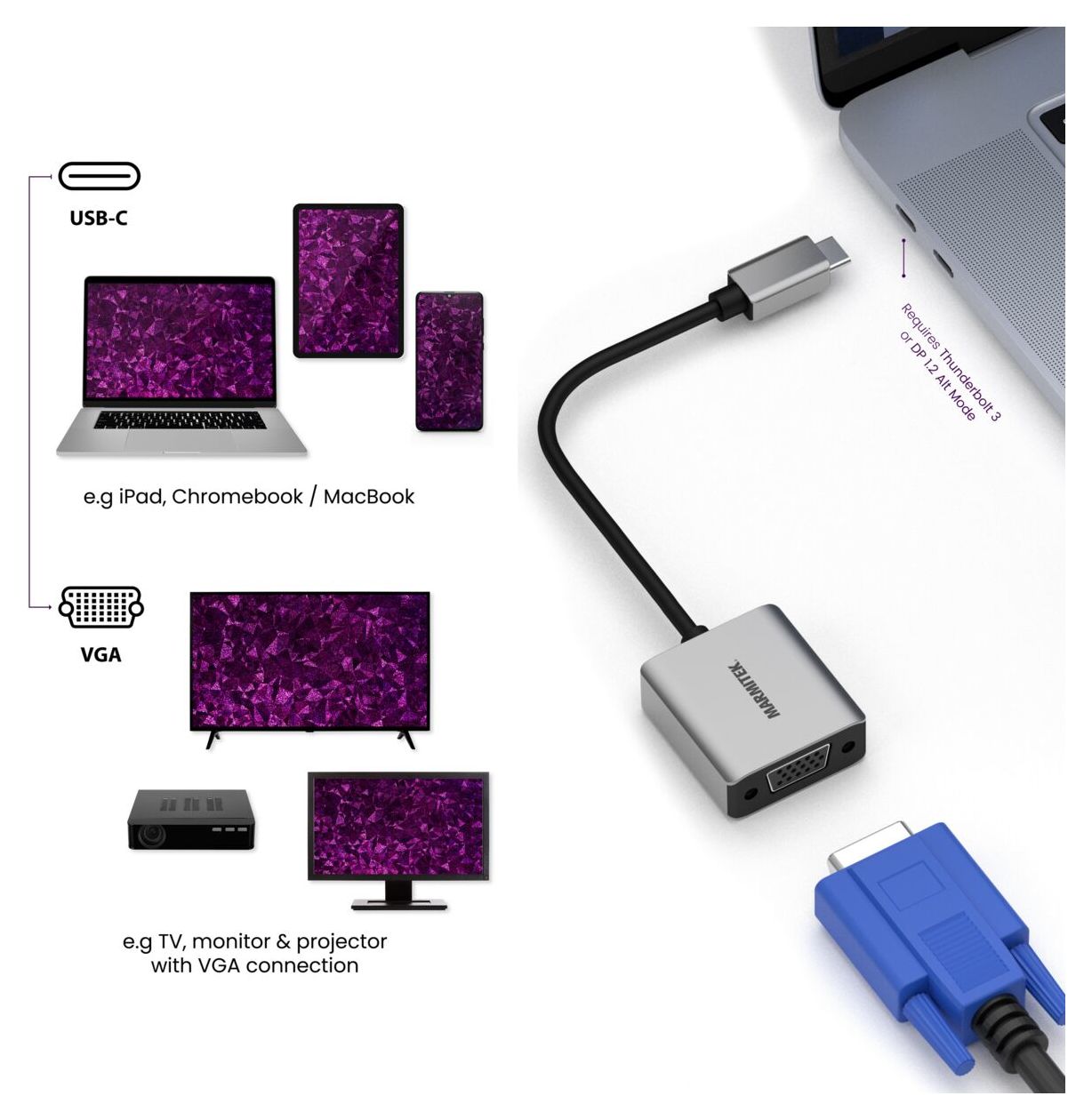 Connect USB C auf VGA - USB-C auf VGA Adapter 