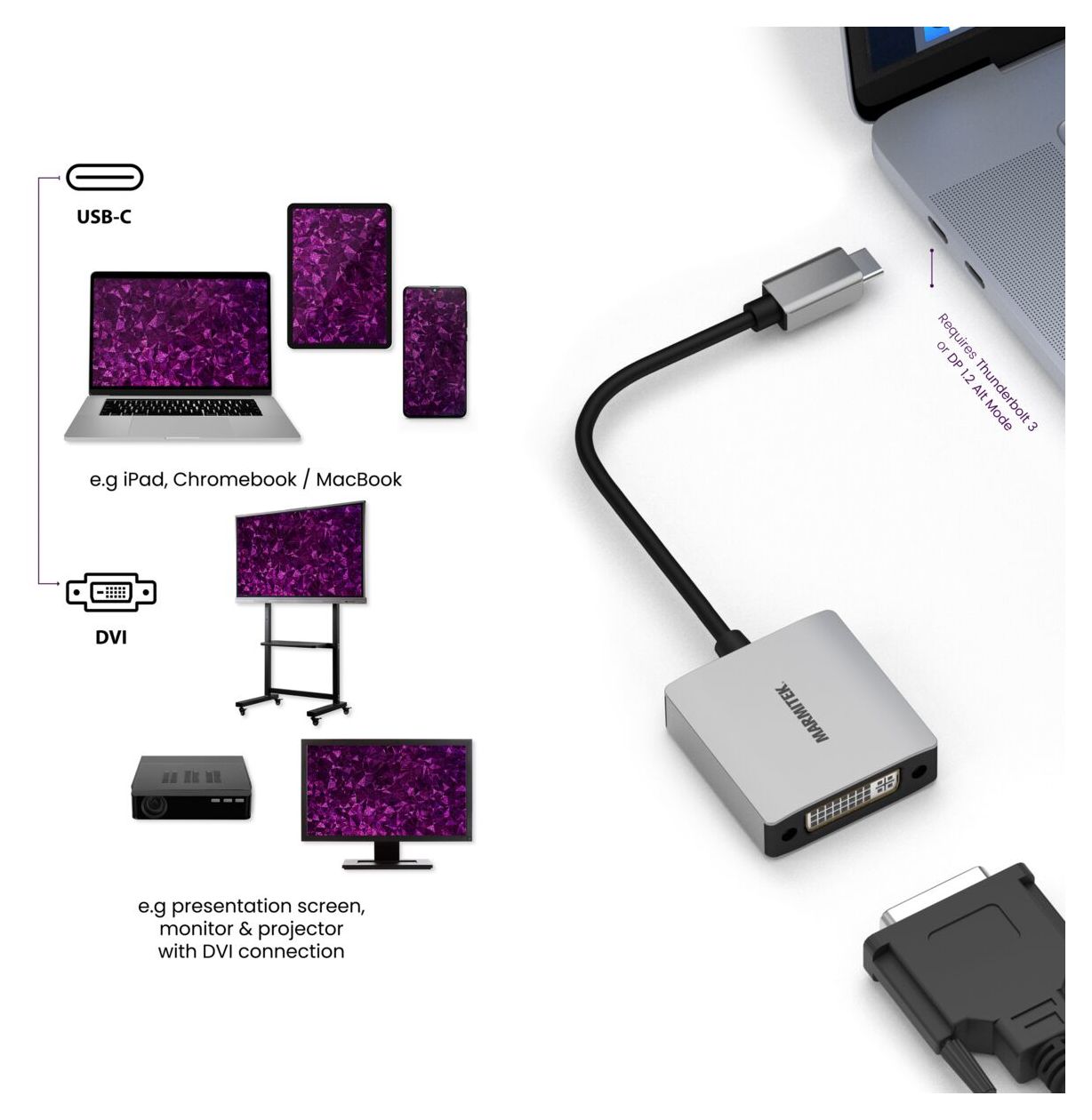 Connect USB C auf DVI - USB-C auf DVI Adapter 