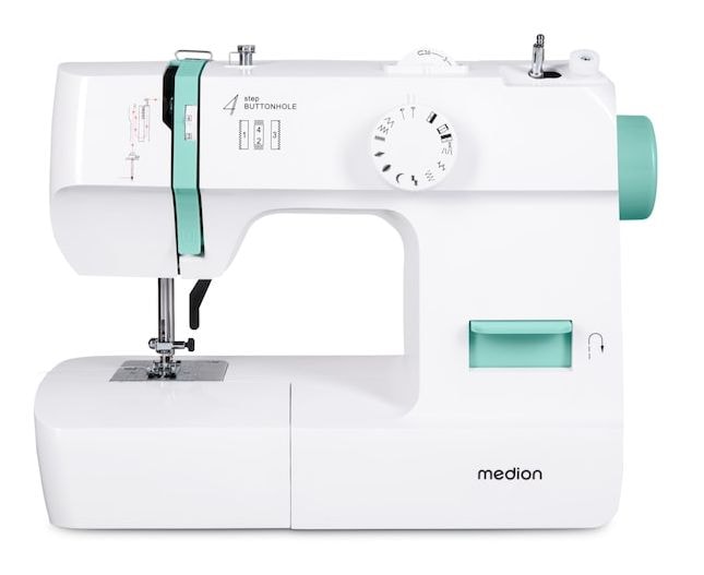 LIFE Nähmaschine SM70 (MD 11179) 12 verschiedene Stickmuster, 4-Stufen-Knopfloch, einstellbare Stichlänge, 70-Watt-Motorleistung 