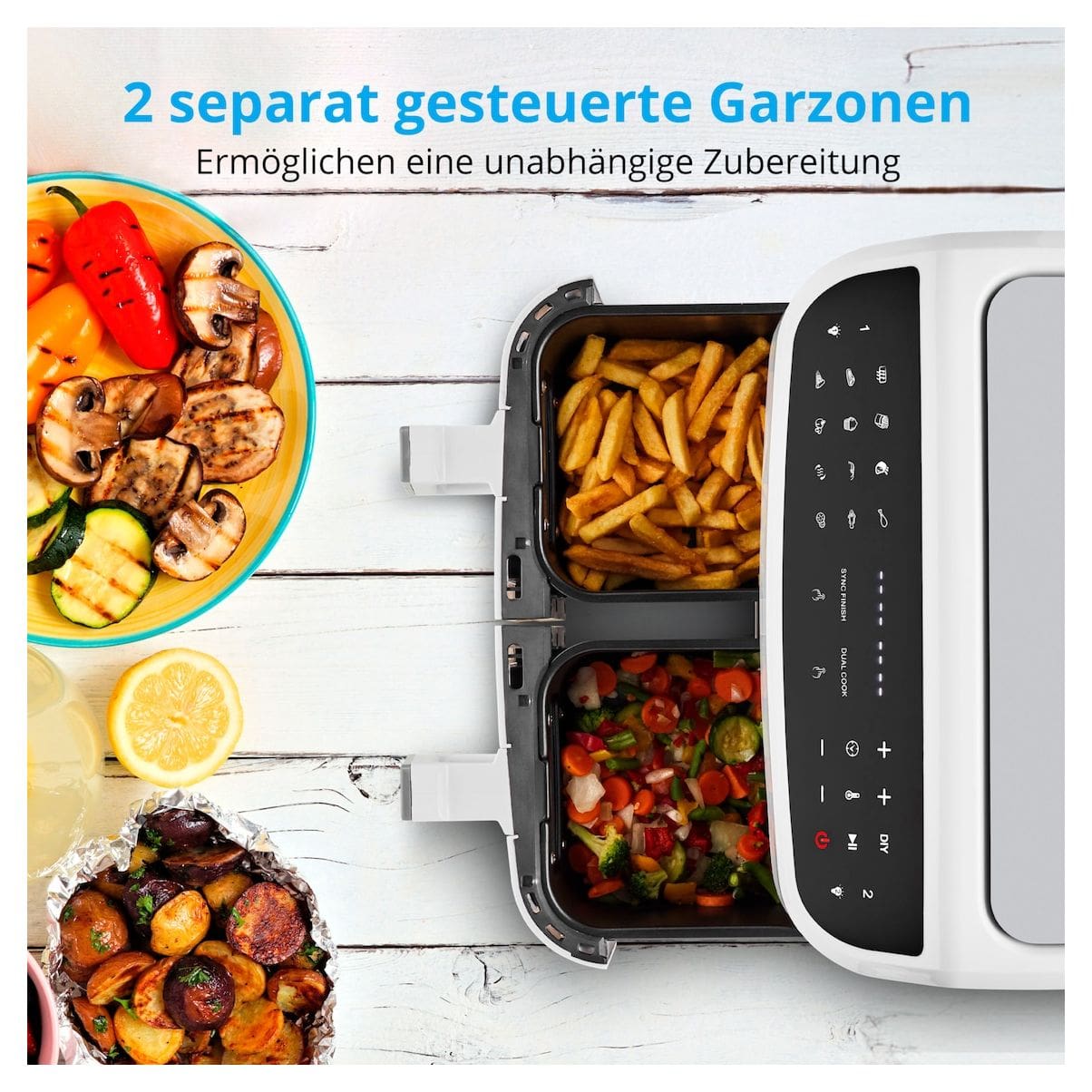 Life P20 XXL MD11760 Doppel Heißluftfritteuse 8,7 l 2600 W  (Weiß) 