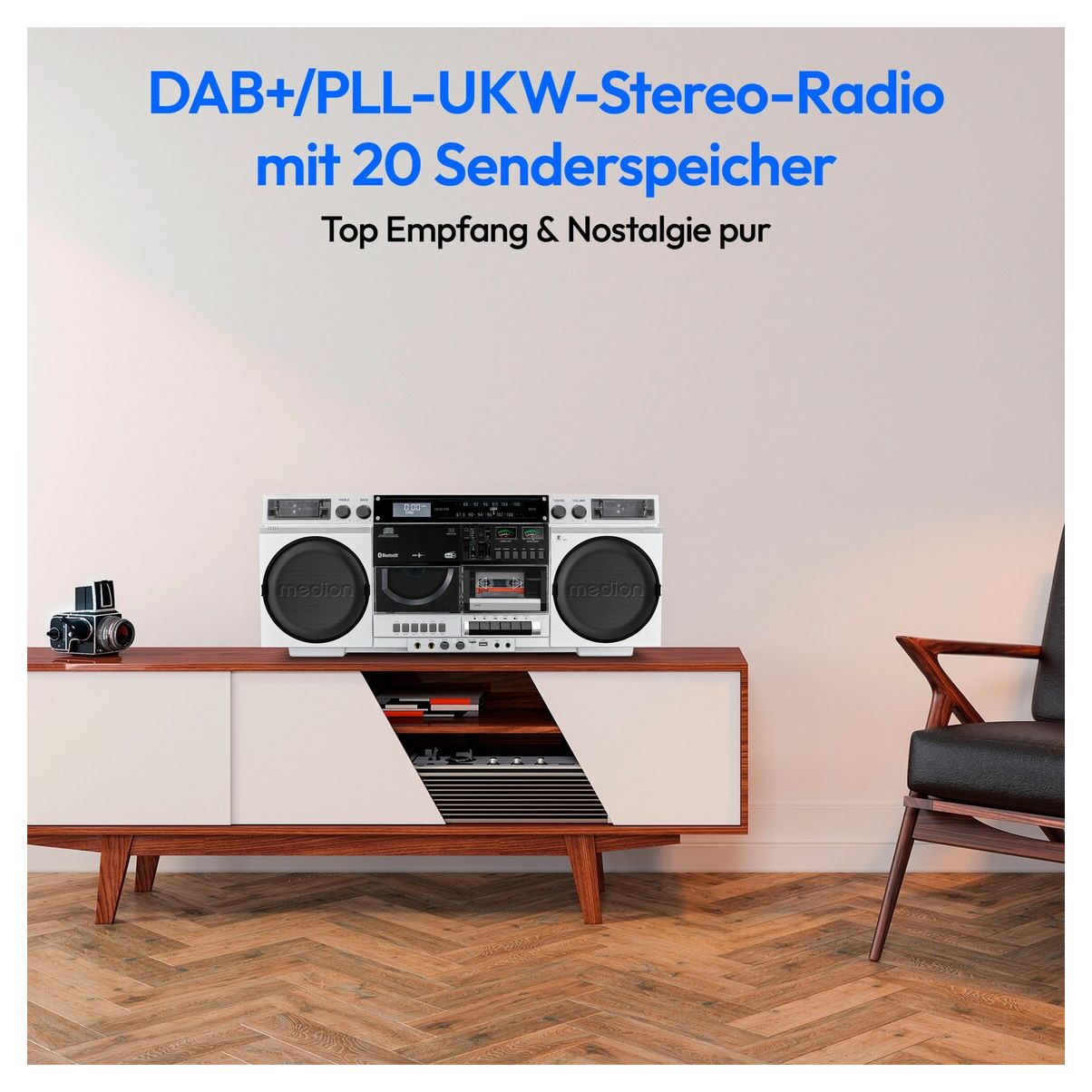 Life P66538 Retro Boombox DAB+, FM, PLL 20 W Bluetooth  (Weiß) 