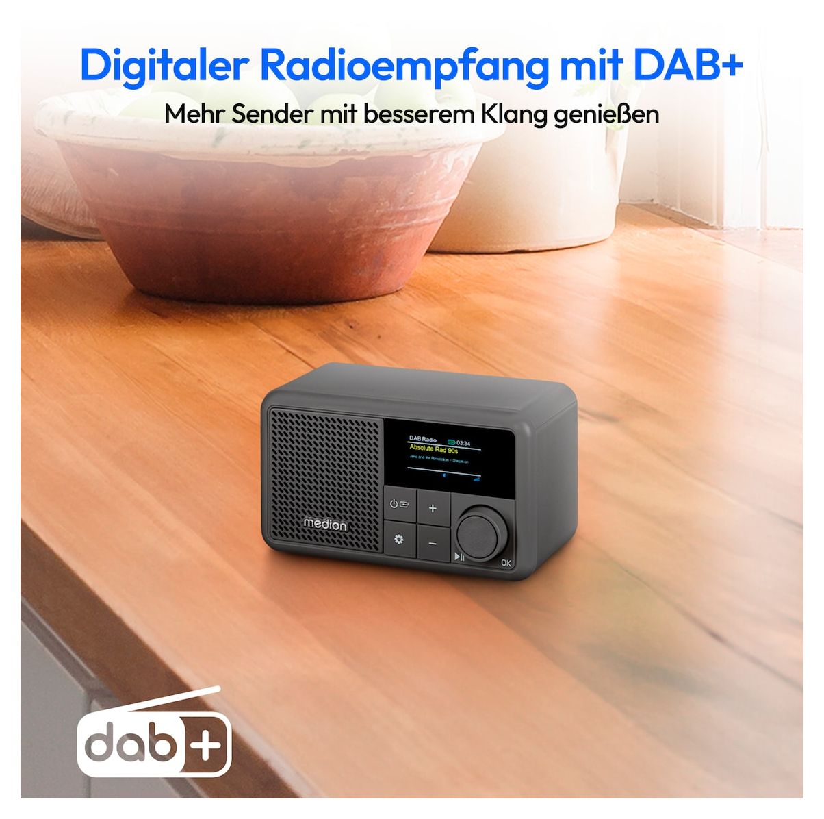Life S66822 Bluetooth DAB+, UKW Radio Tragbar IPX1  (Grau) 