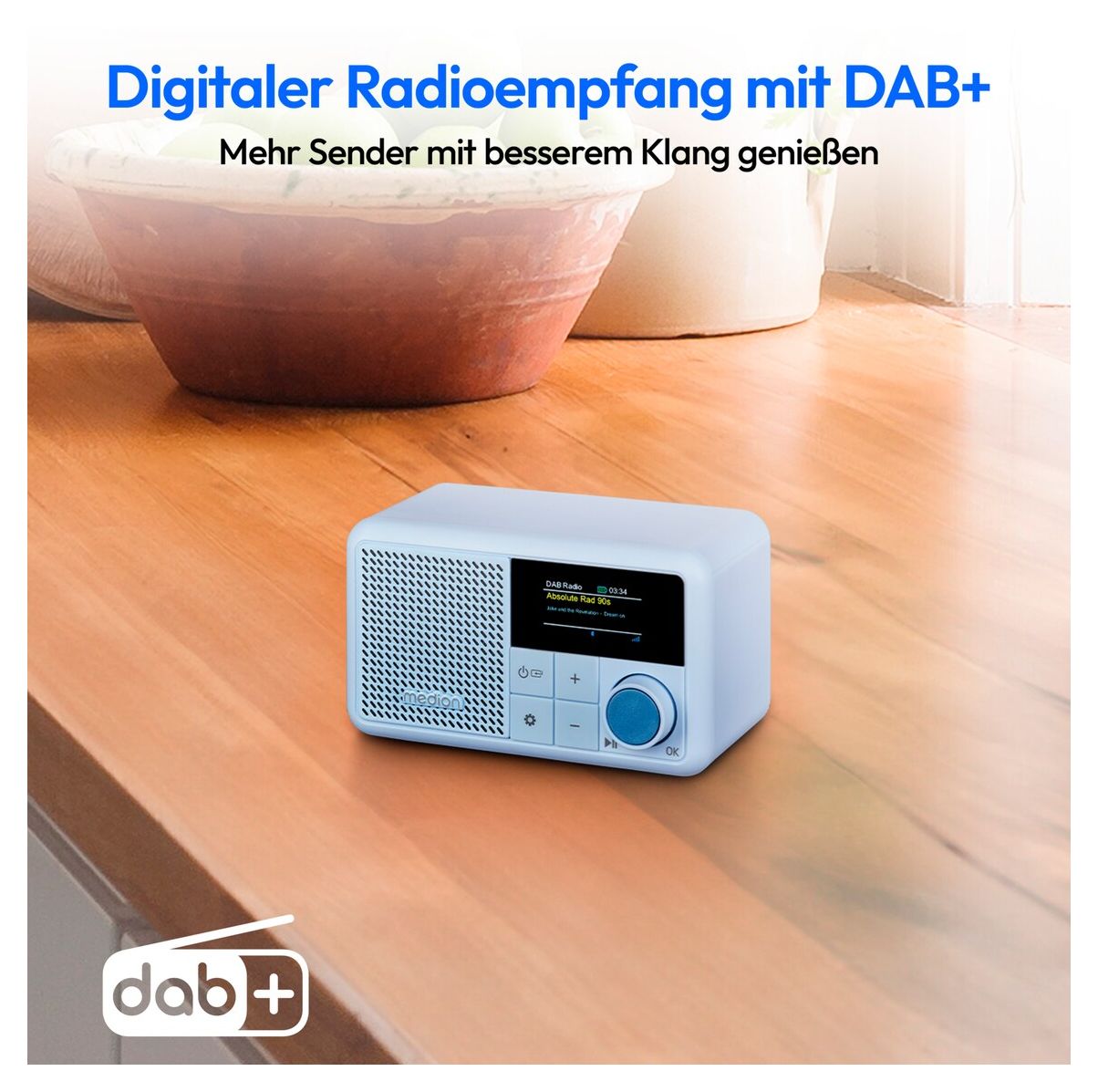 Life S66822 Bluetooth DAB+, UKW Radio Tragbar IPX1  (Aqua-Farbe) 