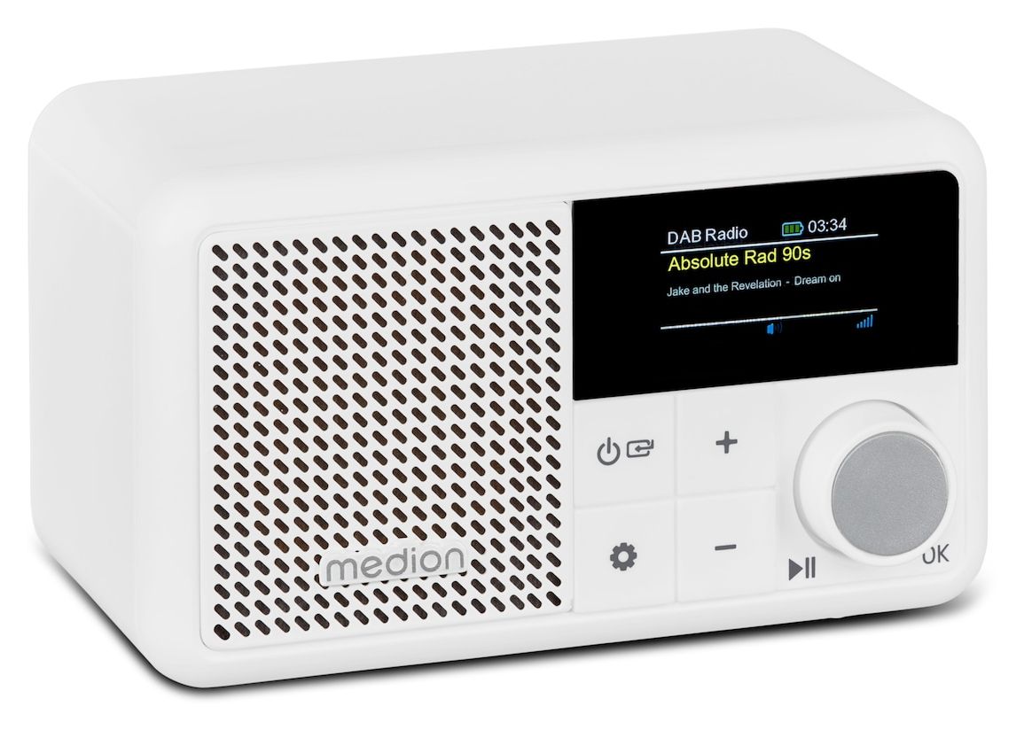 Life S66822 Bluetooth DAB+, UKW Radio Tragbar IPX1  (Weiß) 