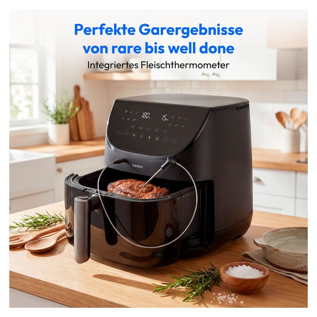 Life X20 XL MD13060 Heißluftfritteuse 6,6 l  (Schwarz) 