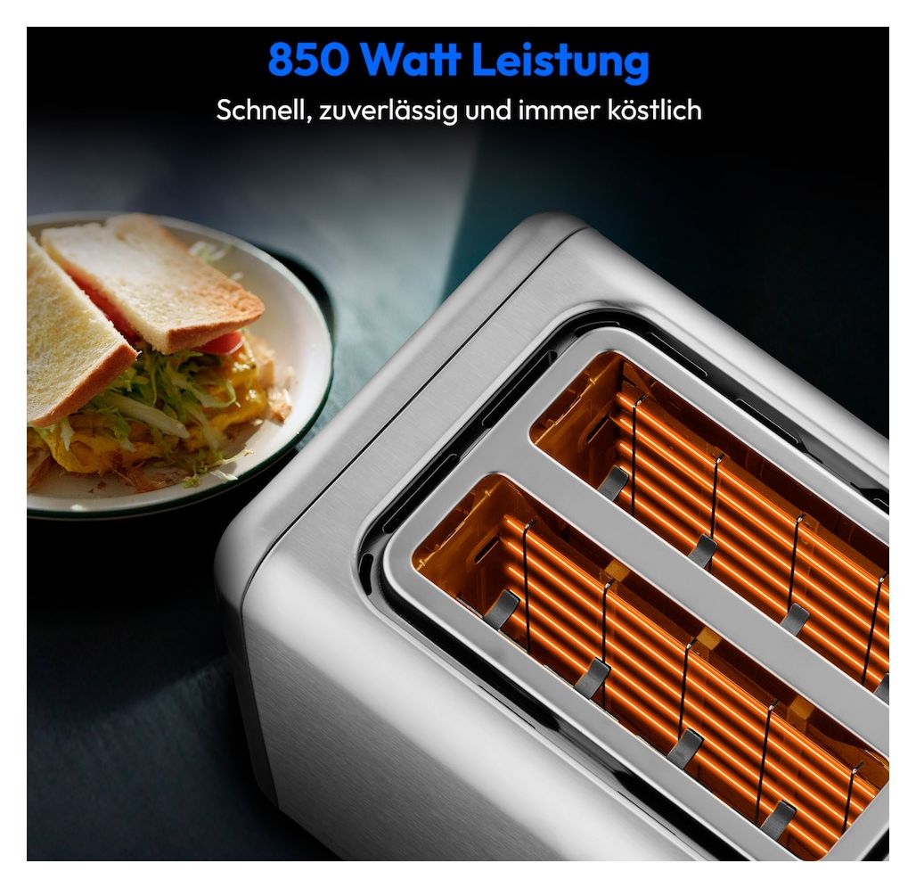 MD12102 Toaster 850 W 2 Scheibe(n) 7 Stufen  (Silber, Schwarz) 