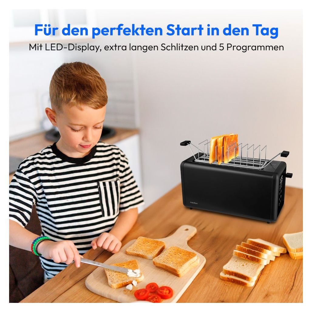 MD12103 Toaster 1450 W 4 Scheibe(n) 7 Stufen  (Schwarz) 