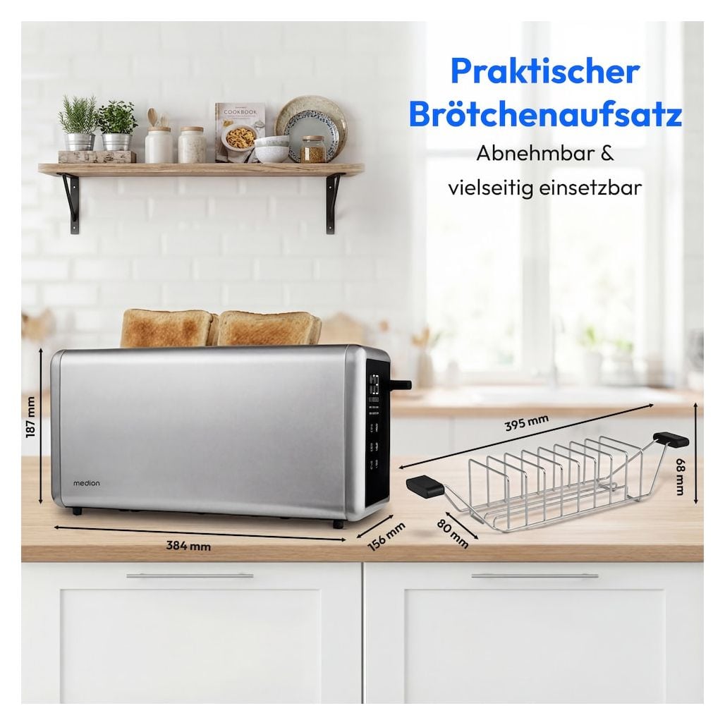 MD12103 Toaster 1450 W 4 Scheibe(n) 7 Stufen  (Silber) 