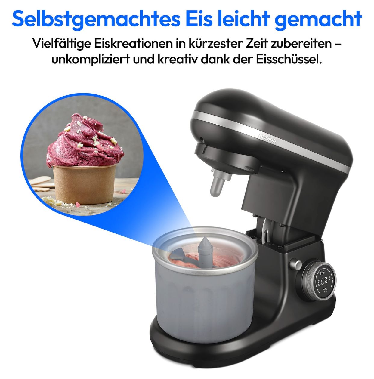 MD18420 1200 W Küchenmaschine 5 l  (Edelstahl/Schwarz) 