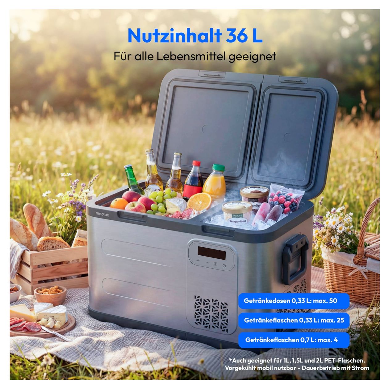 MD370026 36 l Kühlbox  (Schwarz/Grau) 