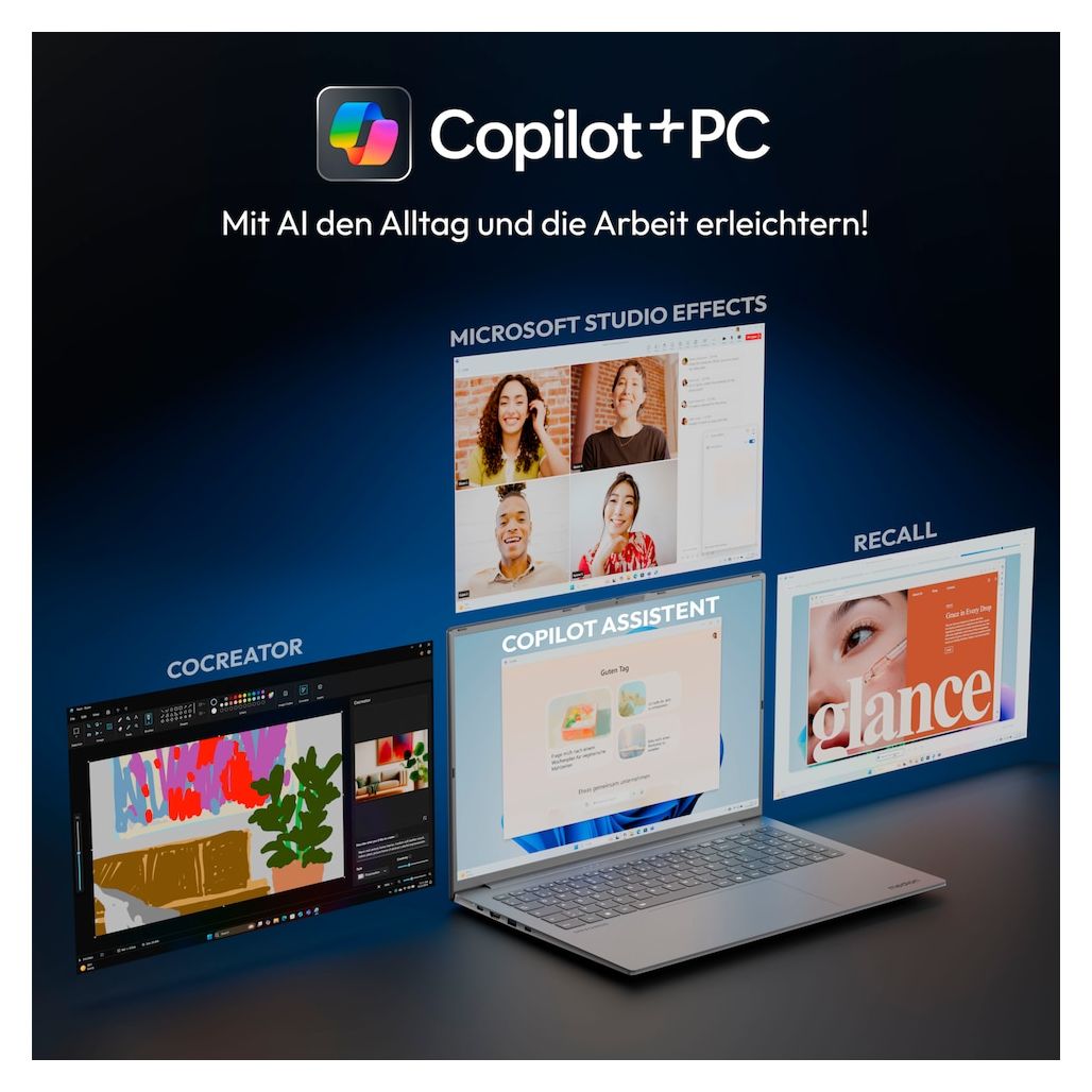 SPRCHRGD 16 S1 2K Ultra HD Notebook 40,6 cm (16 Zoll) 2880 x 1800 Pixel 32 GB Ram 512 GB SSD Windows 11 Home Intel Core Ultra 5 intern  (Grau) 