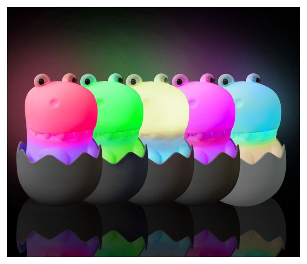 MegaLight Diggy Dino Nachtlicht Warmweiß (3000K) Blau, Grün, Pink, Rot, Weiß, Gelb Batterie/Akku 