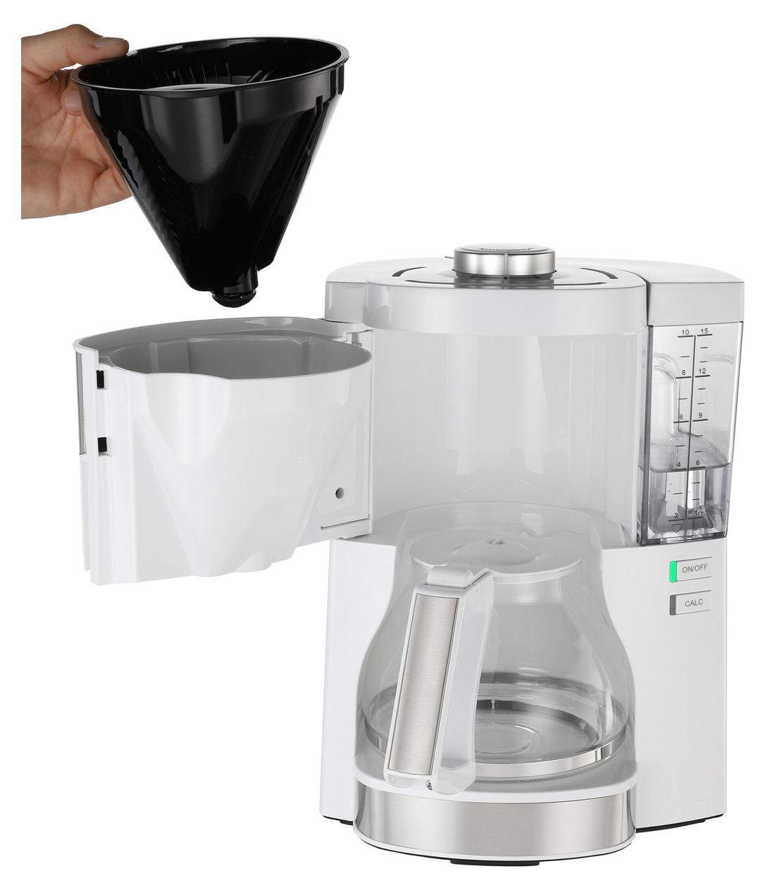 1025-05 15 Tassen Filterkaffeemaschine  (Silber, Weiß) 