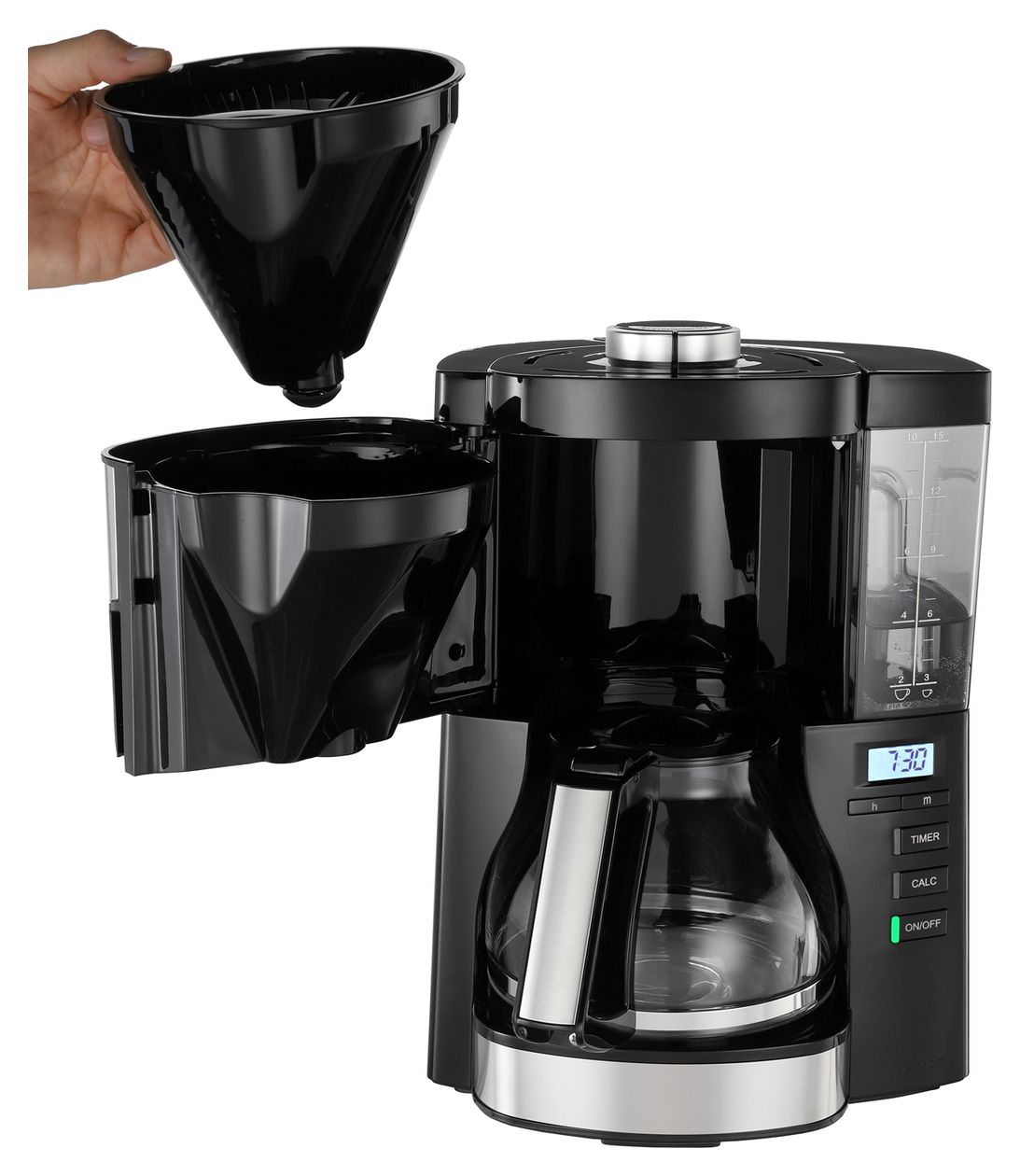 1025-08 Look V Timer 15 Tassen Filterkaffeemaschine  (Schwarz, Silber) 