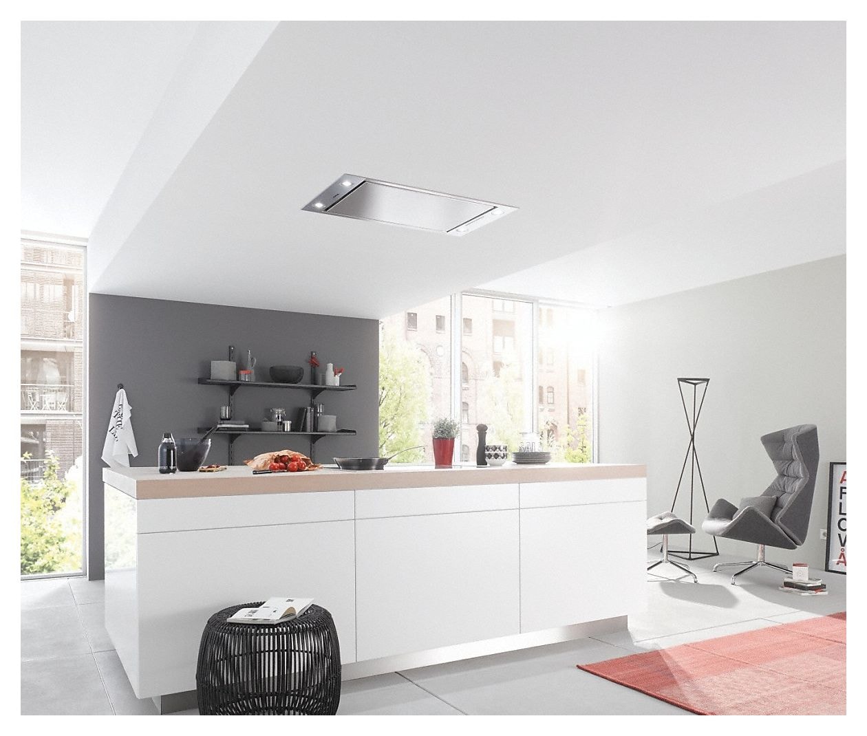 DA2808 Abluft/Umluft Dunstabzugshaube/Esse Decke 88 cm (Edelstahl) 