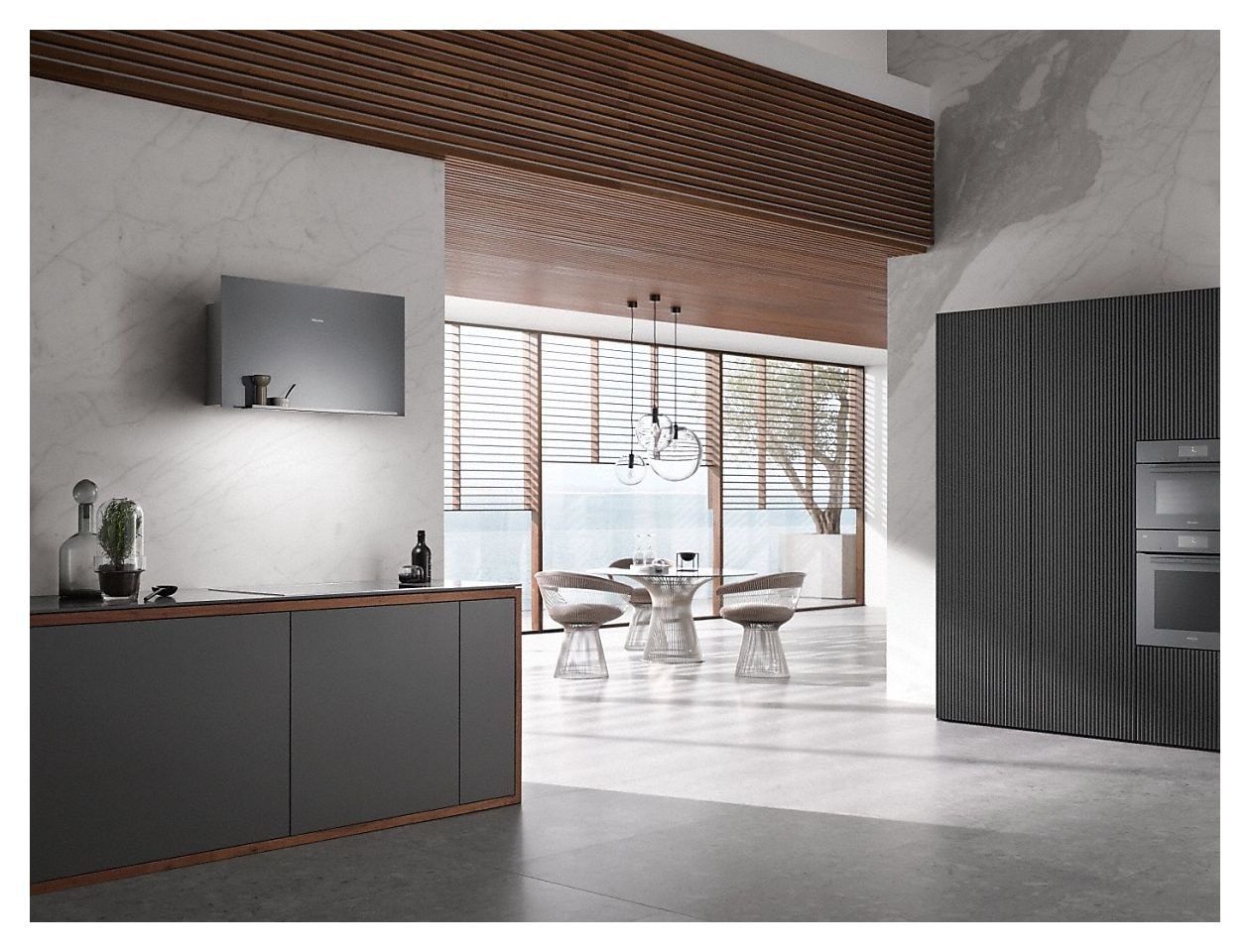 DA9091W Abluft/Umluft Dunstabzugshaube/Esse Wand 88 cm (Grau) 
