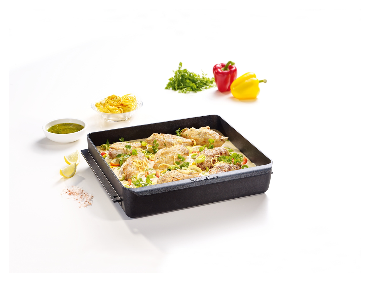 HUB 62-35 Induktionsfähiger Gourmet-Bräter  42,2 x 37,5 x 8,6 cm Antihaft-Beschichtung 