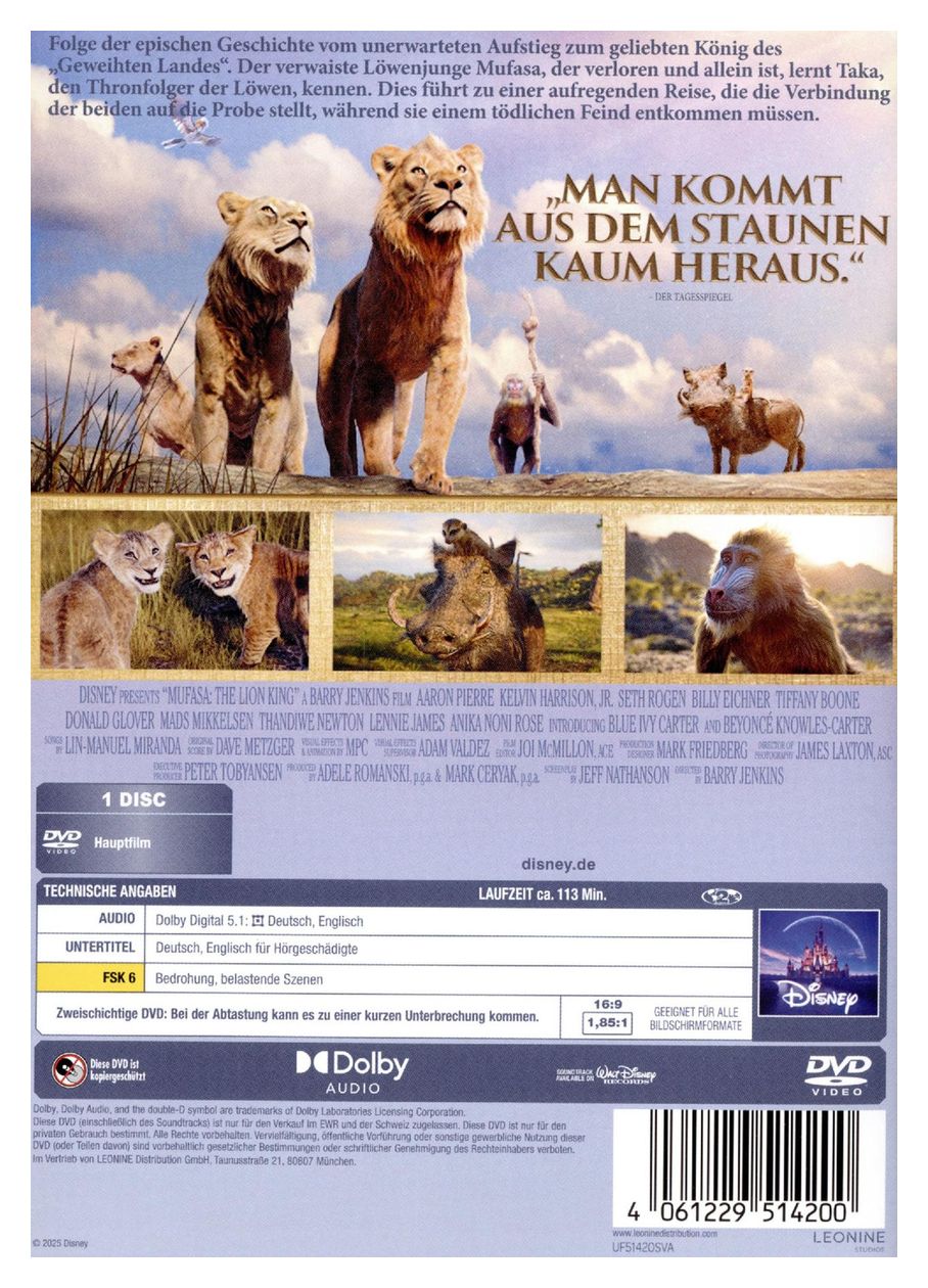Mufasa: Der König der Löwen (DVD) 
