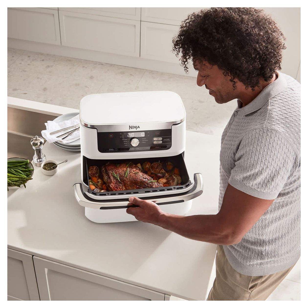 AF500EU Doppel Heißluftfritteuse 10,4 l 2470 W  (Silber, Weiß) 