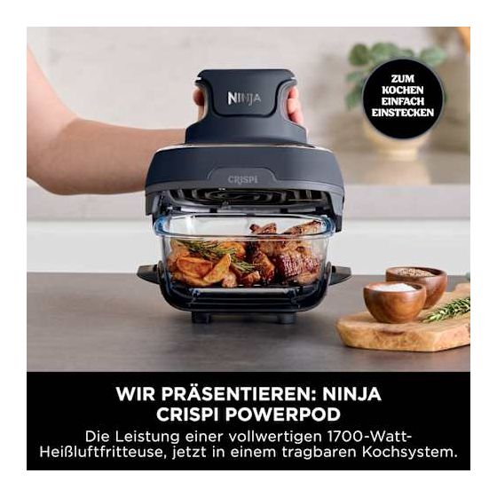 FN101EU Crispi Heißluftfritteuse 3,8 l 1700 W (Blau, Grau, Transparent) 