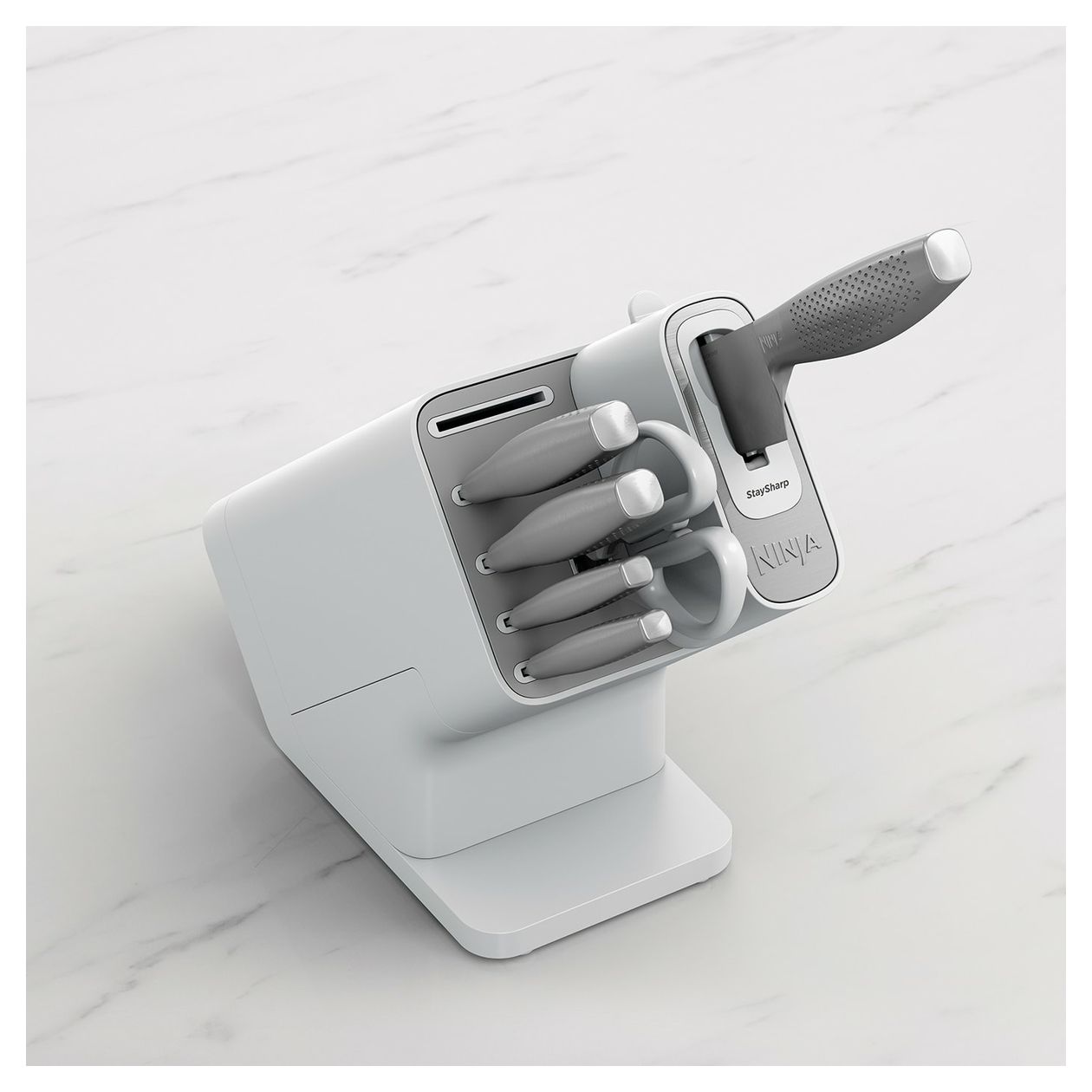 StaySharp Rostfreier Messerblock mit integriertem Schleifer 6-teiliges Set 
