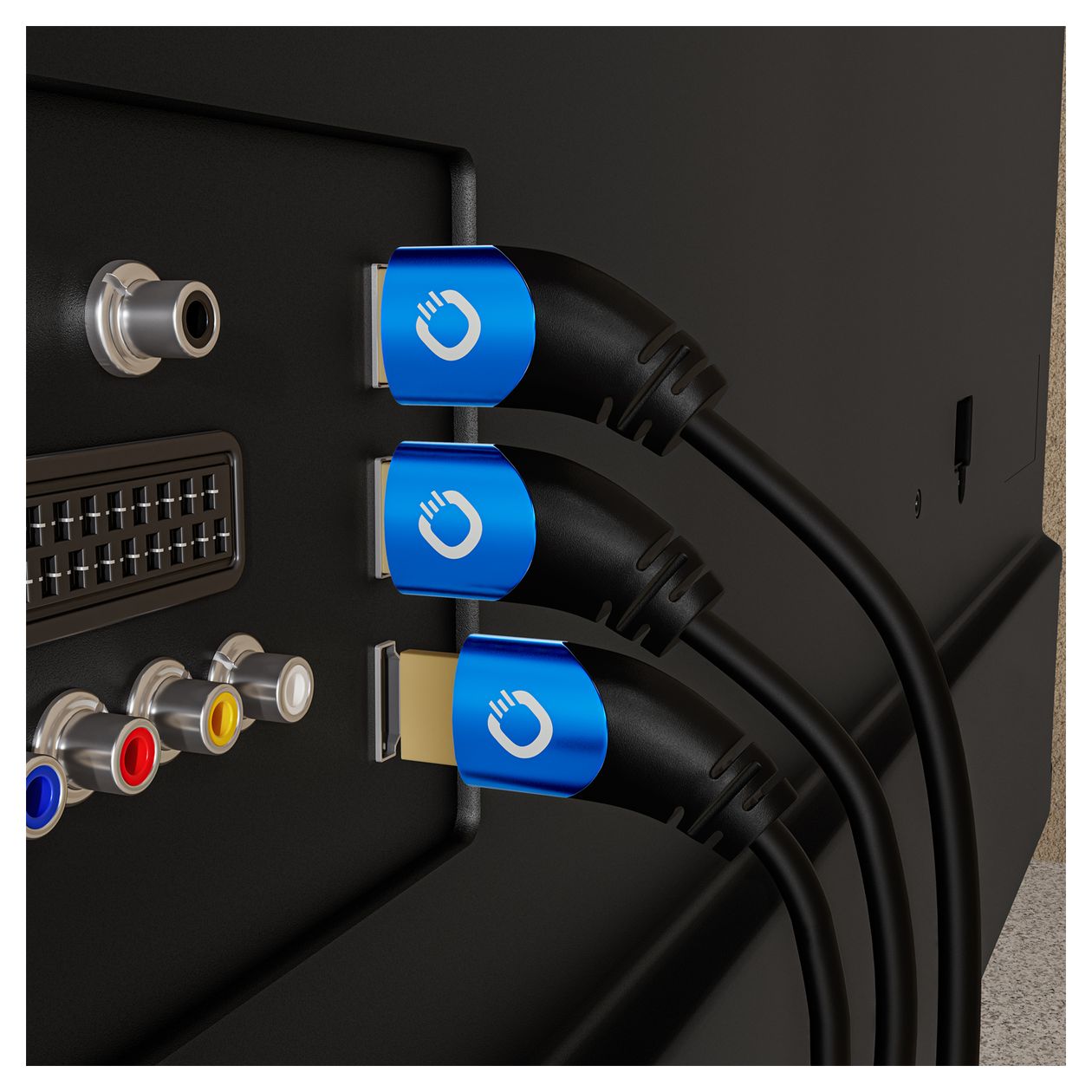 Shape Magic 48 Gbit/s Stecker Abgewinkelt HDMI auf 3 x HDMI Type A (Standard) 1,5 m  (Schwarz, Blau) 