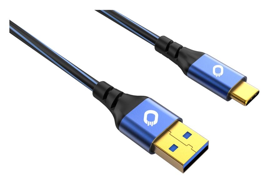 USB Plus C3 Stecker Rundkabel USB A auf USB C 3 m  (Blau) 