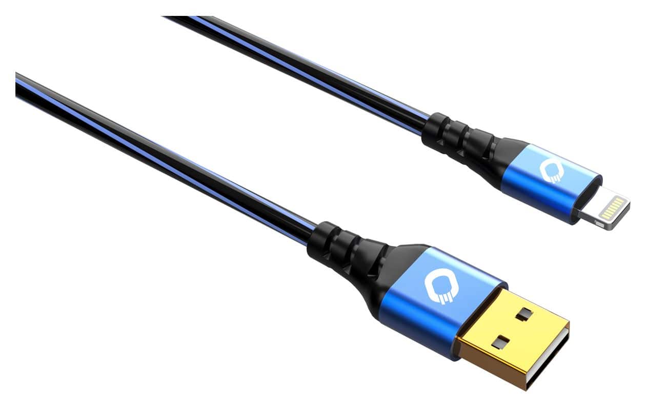 USB Plus Li 0,48 Gbit/s Stecker Rundkabel USB A auf Lightning 1 m  (Schwarz, Blau) 