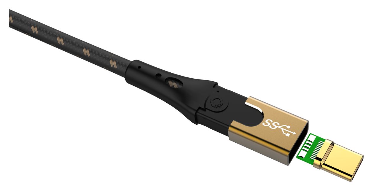 USB Primus CC 20 Gbit/s Rundkabel USB C auf USB C Männlich bis 40 W 3 m  (Schwarz, Gold) 