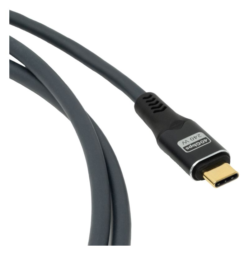 USB Pulse CC 40 Gbit/s Rundkabel USB C auf USB C Männlich bis 240 W 1 m  (Anthrazit) 