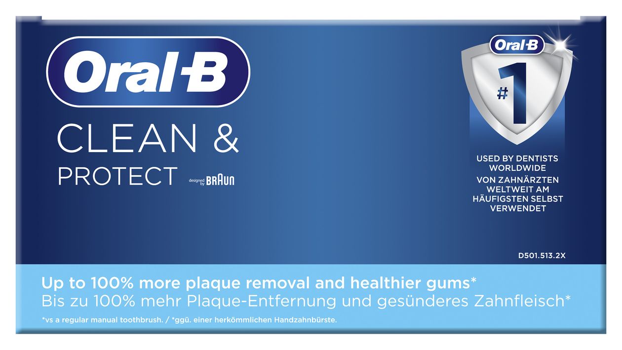 Clean & Protect CrossAction Set Rotierende Zahnbürste für Erwachsene  (Schwarz) 