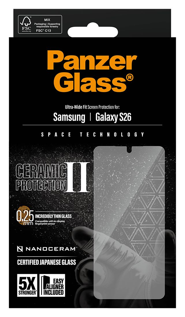 19519 Ceramic Klare Bildschirmschutzfolie Gehärtetes Glas, Polyethylenterephthalat, Silikon für  Samsung Samsung - Galaxy S26 Kratzresistent, Schockresistent 