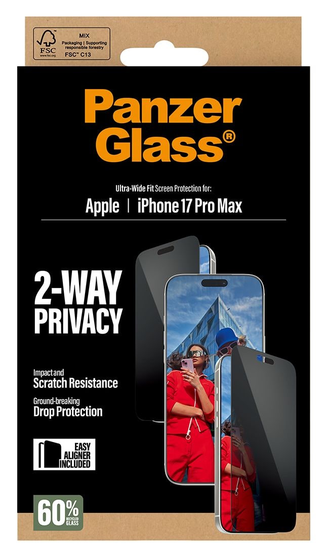 2-Way Privacy Klare Bildschirmschutzfolie gehärtetes Glas für Apple iPhone 17 Pro Max 