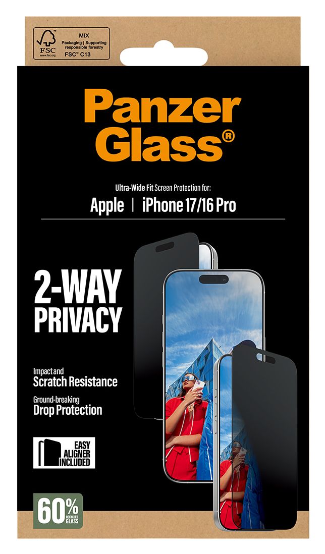 2-Way Privacy Klare Bildschirmschutzfolie gehärtetes Glas für Apple iPhone 17, iPhone 16 Pro 