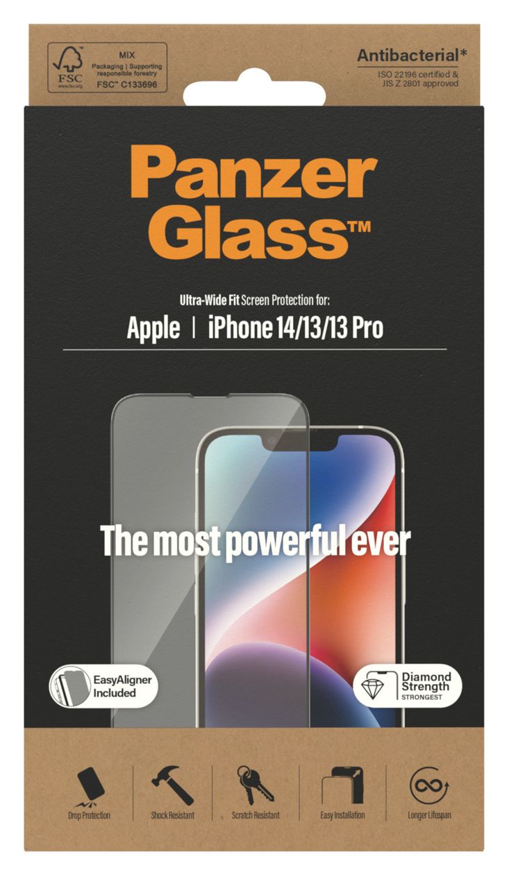 2783 Screen Protector Klare Bildschirmschutzfolie Gehärtetes Glas, Polyethylenterephthalat, Silikon für  Apple iPhone 14, iPhone 13, iPhone 13 Pro Kratzresistent, Schockresistent 