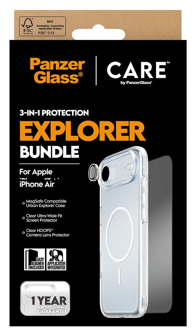 3-in-1 Explorer Set Klare Bildschirmschutzfolie TPU, Gehärtetes Glas, Polyethylenterephthalat, Silikon für Apple iPhone Air 