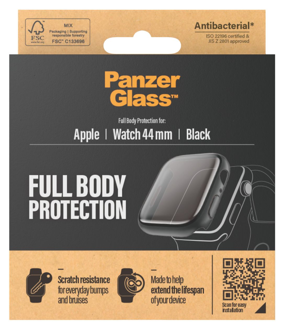 3641 Full Body Klare Bildschirmschutzfolie gehärtetes Glas für  Apple Apple - Watch Series 4 44mm, Apple - Watch Series 5 44mm, Apple - Watch Series 6 44mm, Apple - Watch SE 44mm Kratzresistent, Schockresistent, Antibakteriell 