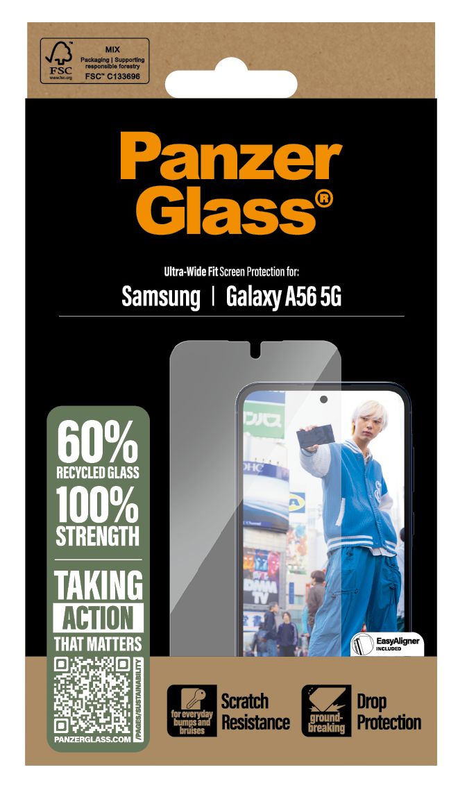 38380 Screen Protector Klare Bildschirmschutzfolie Gehärtetes Glas, Polyethylenterephthalat, Silikon für  Samsung Galaxy A56 Kratzresistent, Schockresistent 