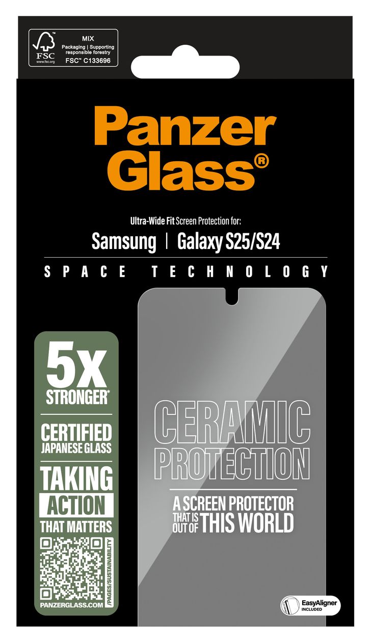 38388 Ceramic Screen Protector Klare Bildschirmschutzfolie Gehärtetes Glas, Polyethylenterephthalat, Silikon für  Samsung Galaxy S25, Galaxy S24 Kratzresistent, Schockresistent 