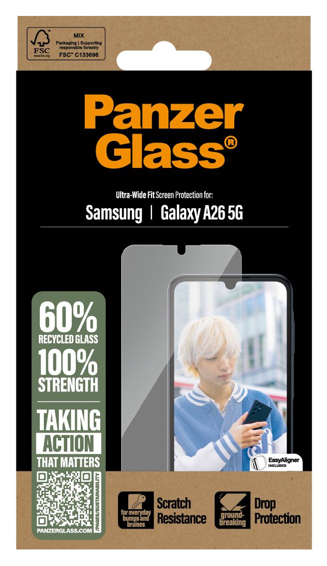 38541 Screen Protector Klare Bildschirmschutzfolie Gehärtetes Glas, Polyethylenterephthalat, Silikon für  Samsung Galaxy A26 Kratzresistent, Schockresistent 