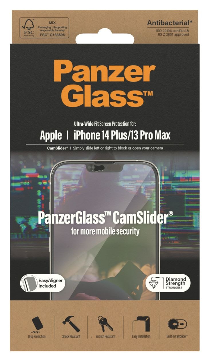CamSlider Screen Protector Klare Bildschirmschutzfolie gehärtetes Glas für Apple iPhone 14 Plus, iPhone 13 Pro Max 