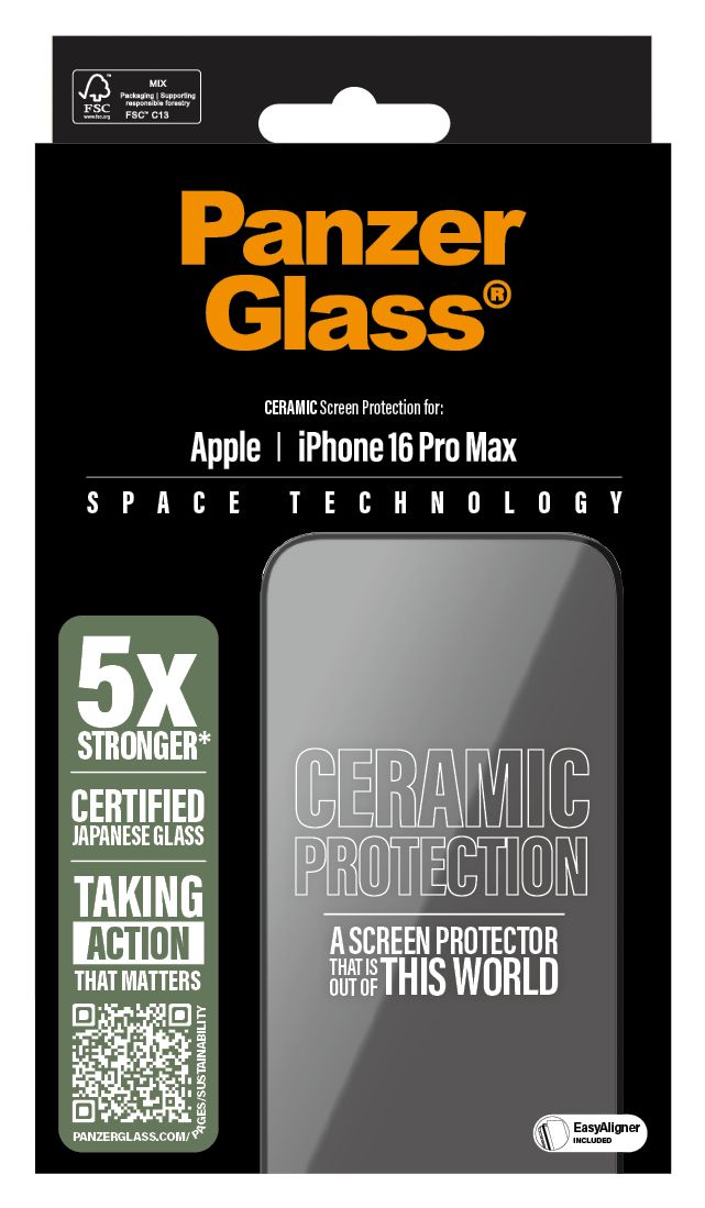 Ceramic Displayschutz Klare Bildschirmschutzfolie Gehärtetes Glas, Polyethylenterephthalat, Silikon für  Apple Apple - iPhone 16 Pro Max Kratzresistent, Schockresistent 