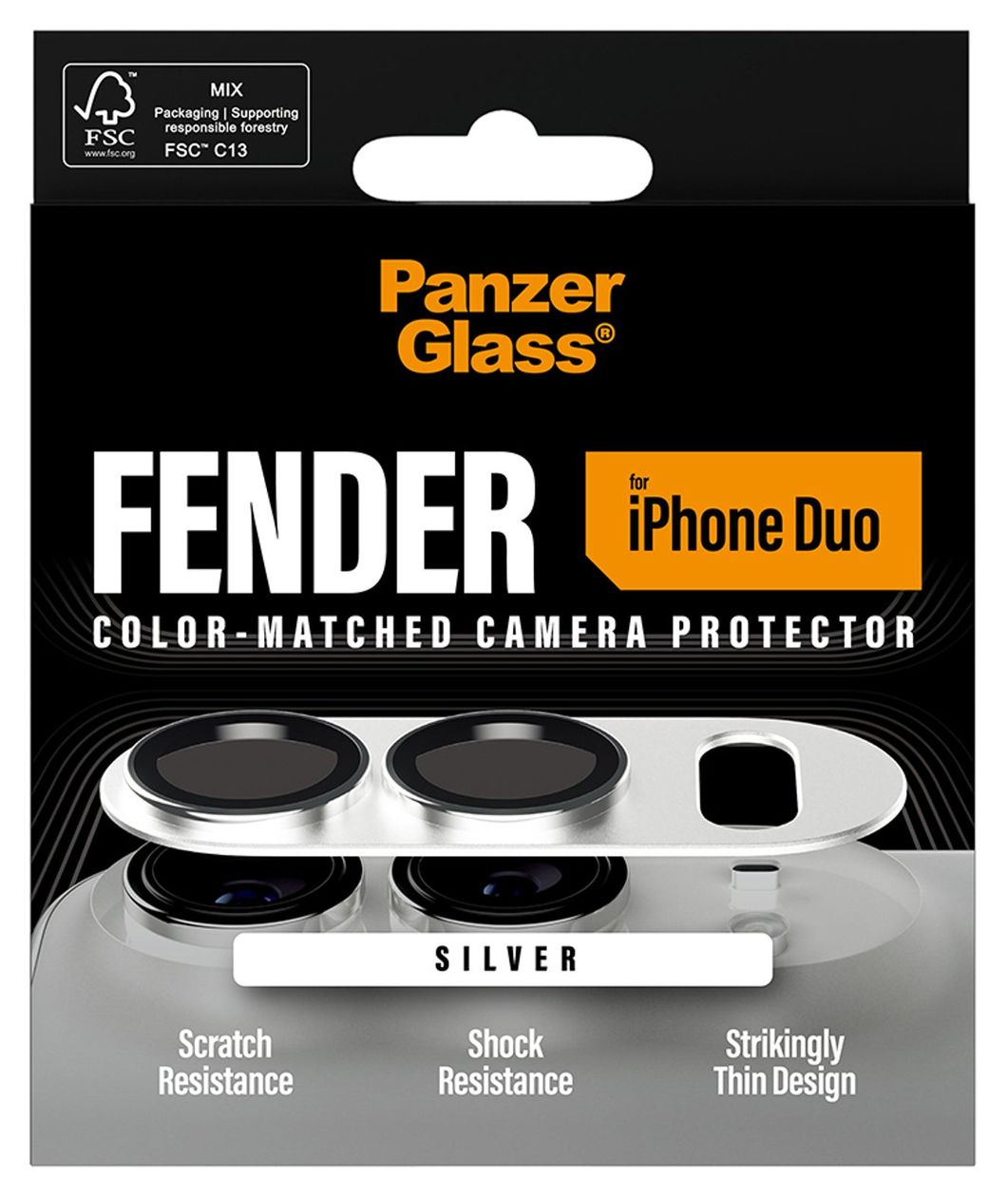 Fender Kameraschutz Silber iPhone Duo 