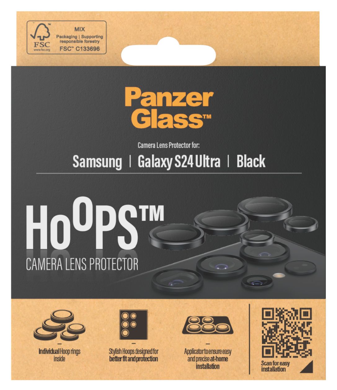 Hoops Klare Bildschirmschutzfolie gehärtetes Glas für Samsung Galaxy S24 Ultra 